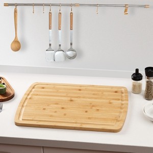 Bamboo Wood Cutting Board for Kitchen,  Large Chopping Board, Wooden Cheese Charcuterie Board - 1 of 4