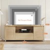 Rattan TV Stand for 70 Inch TV, Boho TV Entertainment Center, Wooden TV Console with Drawer and 2 Cabinets - 3 of 4