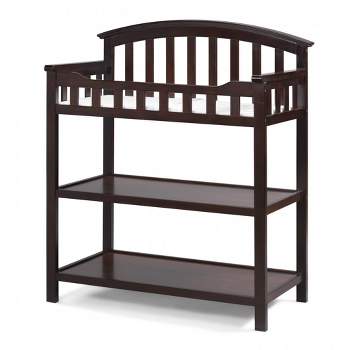 Badger Basket Sleigh Style Baby Changing Table with 6 Baskets, Natural,  Includes Pad