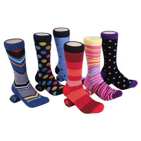 Mio Marino Men's Bold Designer Dress Socks 6 Pack - Fun Collection, Size:  10-13