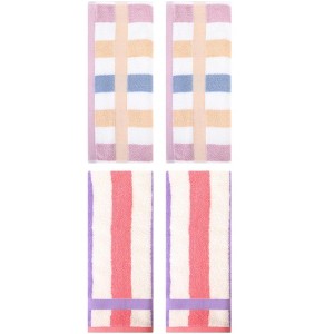 REGALWOVEN Striped Absorbent Soft Cotton Hand Towels for Bathroom 4 Pack - 1 of 4