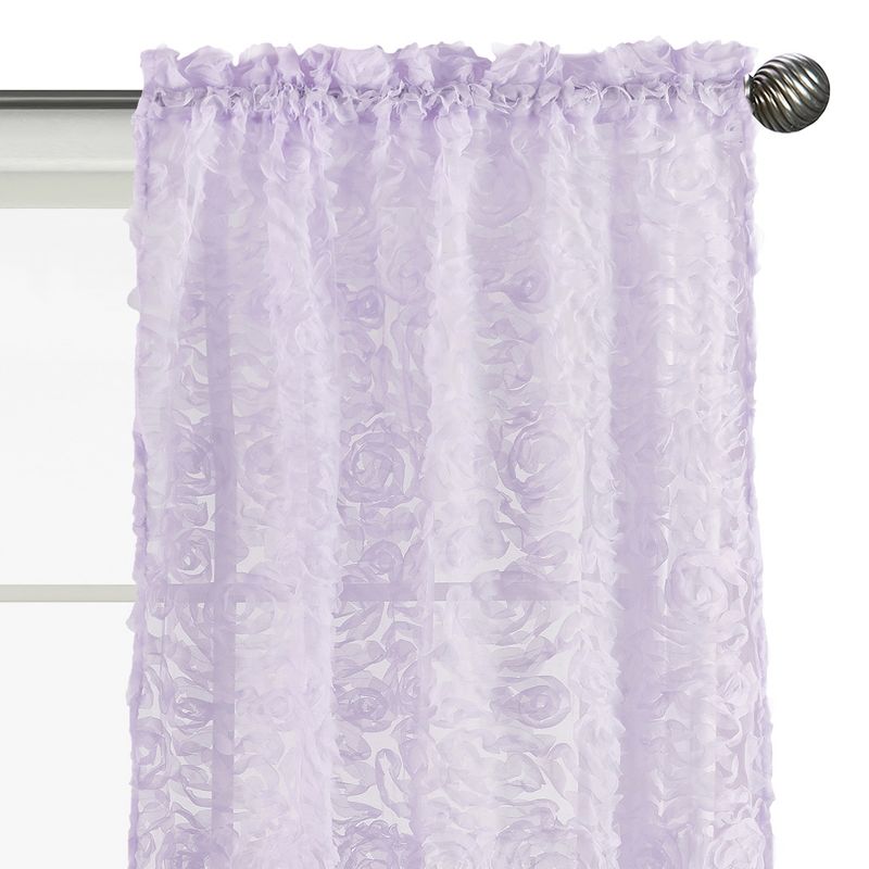 Sweet Jojo Designs Window Curtain Panels 84in. Rose Lavender, 3 of 6