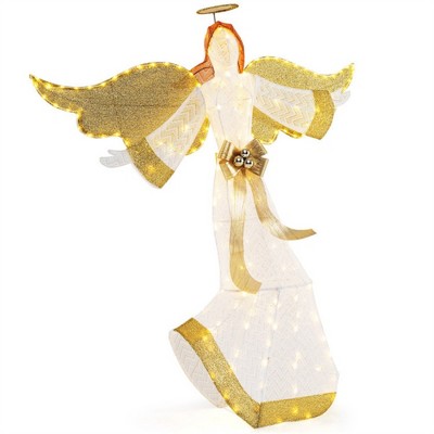 SEVOBAL Decorative Holiday Scene Props 5.2ft Angel Halo Christmas Decoration Outdoor Indoor Display, Gold, 17.97"*14.04"*14.04"