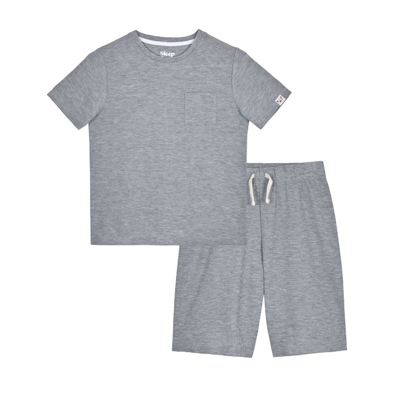 Sleep On It Boys 2-Piece Short-Sleeve Textured Knit Pajama Shorts Sleep Set, 1 of 4