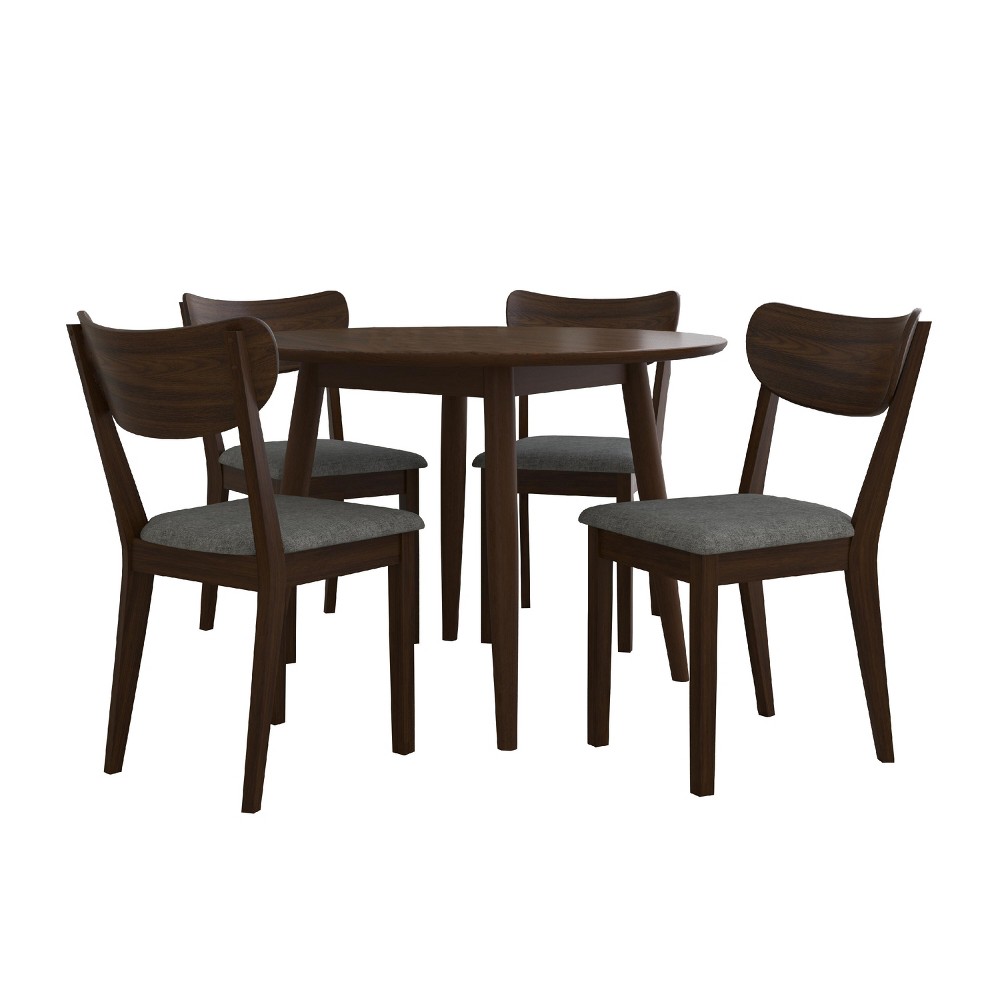 5pc San Marino Mid-Century Modern Round Dining Set Chestnut - Hillsdale Furniture -  80317830