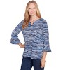 Alfred Dunner Womens Beaded Split Neck Feathers Top - 3 of 4