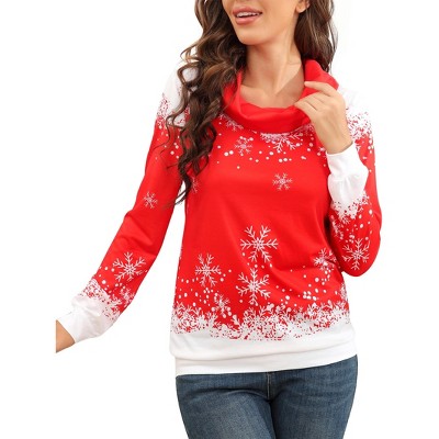 Women's Sweatshirt Snow Print Hoodie Pullover Casual Long Sleeve Tops