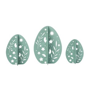Transpac MDF Die Cut Blue Eggs Set of 3 KD Home Decorations Easter - 1 of 1