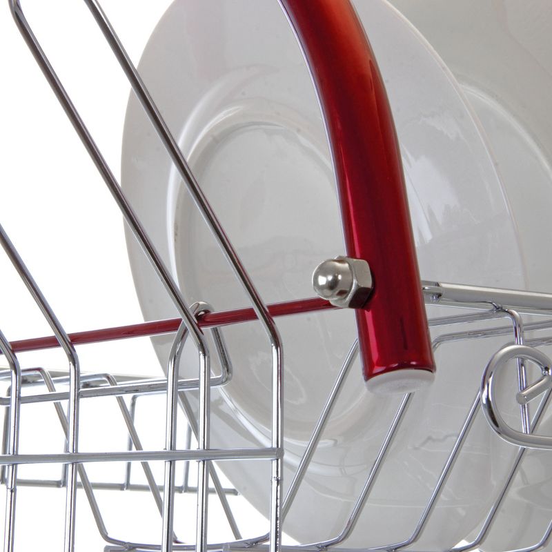 MegaChef 16 Inch Two Shelf Dish Rack in Red, 5 of 14