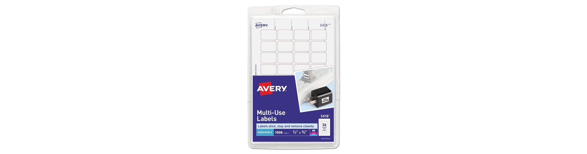 Avery Removable Multi-Use Labels, Inkjet/Laser Printers, 0.5 x 0.75, White, 36/Sheet, 28 Sheets/Pack, (5418)