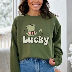 Simply Sage Market Women's Graphic Sweatshirt Lucky Hat - 1 of 4
