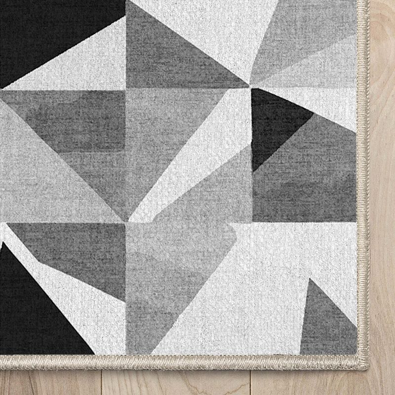 Well Woven Geometric Modern Washable Area Rug - Black + White Mosaic Black and White Triangles - For Living Room, Dining Room and Bedroom, 5 of 9