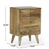 Gulches 26 Inches High Nightstand in Natural Color 3 Drawers Equipped with Natural Colored Wooden Legs - 4 of 4
