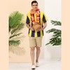 Lars Amadeus Men's Beach Striped Short Sleeve Hawaiian Color Block Button Shirts - 3 of 4