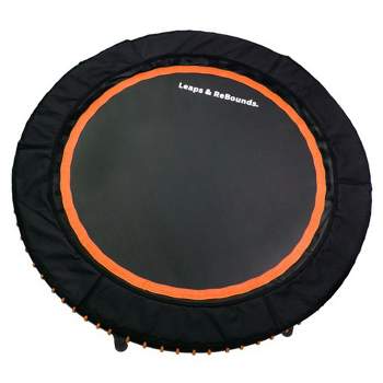 LEAPS & REBOUNDS 40" Round Mini Fitness Trampoline & Rebounder Indoor Home Gym Exercise Equipment Low Impact Workout for Adults, Orange