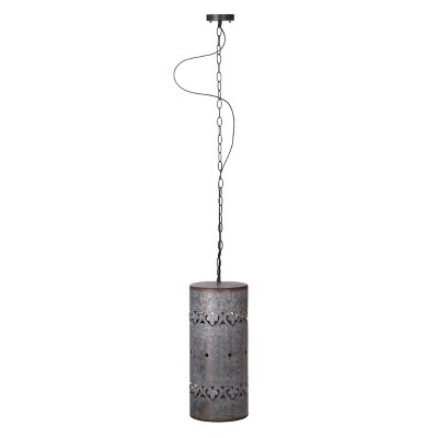 Suvi Iron Cylinder Pendant Weathered Gray - A&B Home