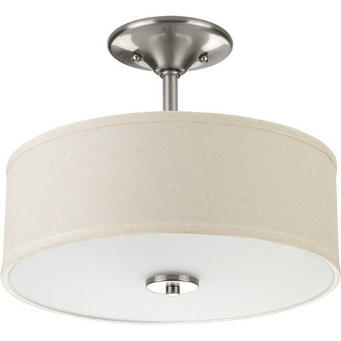 Progress Lighting, Inspire Collection, 2-Light Semi-Flush Mount, Brushed Nickel, Linen Shade - image 1 of 4