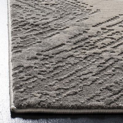 Gray Abstract Stain-Resistant Synthetic Area Rug 79" x 6"