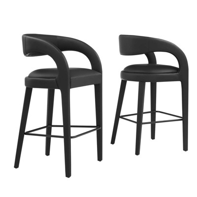 Modway Pinnacle Vegan Leather Bar Stool Set of Two