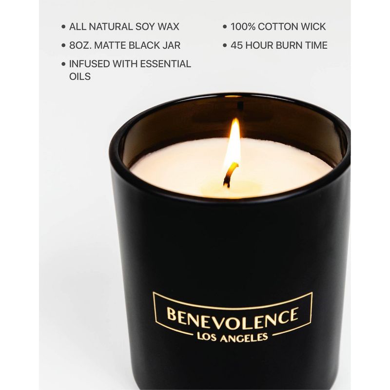 Benevolence LA Premium All Natural Soy Candles In Matte Black Glass Jar, 3 of 8