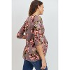 Hello Miz Women's Round Neck 3/4 Sleeve Front Pleat Maternity Top - 3 of 4