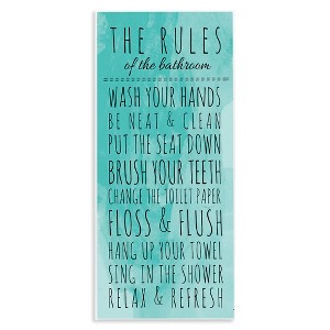 Stupell Industries Bathroom Rules on Turquoise, 7" x 17" - 1 of 4