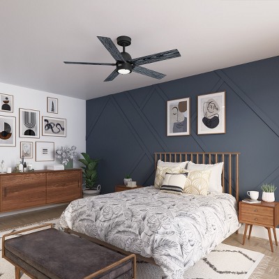 Erling Matte Black 52" Ceiling Fan with LED Light and Remote