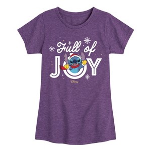 Girls' - Lilo and Stitch - Full Of Joy Christmas Fitted Short Sleeve Graphic T-Shirt - 1 of 4