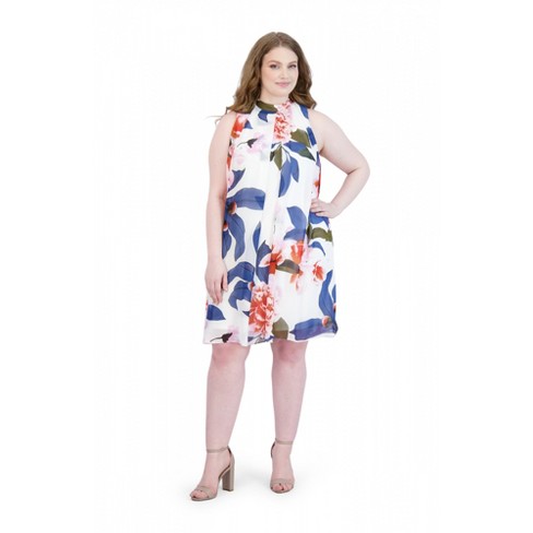 Robbie Bee - Women's Plus Sleeveless A-line Dress - White, Size: 14w ...