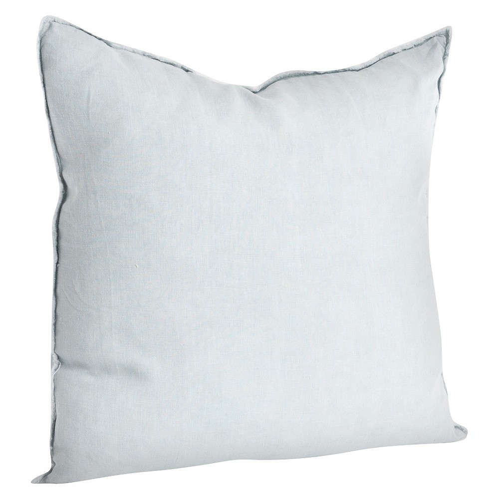 Photos - Pillow 20"x20" Oversize Fringed Design Linen Square Throw  Blue/Gray - Saro