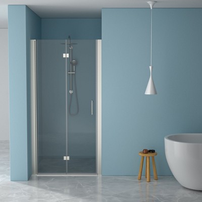 NicBex Shower Door 30"W x 72"H Fold Frameless Shower Door with 1/4" (6mm) Tempered Glass for Small Spaces