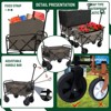 RISOKEYS Foldable Utility Beach Wagon Cart , Heavy Duty Utility Wagon Grocery Cart,3pcs Plastic Liner Bag,for Gardening, Beach, Picnics - 2 of 4