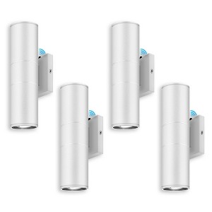 DAKAFUL  Modern Cylinder Outdoor Wall Light, Integrated LED 12W Warm Light, Auto On/Off Sensor, Waterproof Wall Sconcefor Patio Porch Entryway - 1 of 4