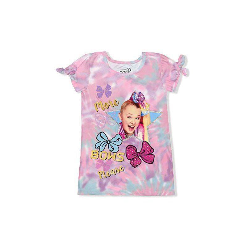 Nickelodeon Girl's Jojo Siwa More Bows Please Short Sleeve Tie Dyed Shirtdress for kids, 1 of 3