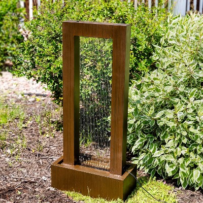 43" Tall Brown Galvanized Steel Outdoor Cascade Fountain with LED Lights