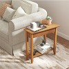 MOEPISY 2-Tier Wedge Narrow End Table with Storage Shelf and Solid Wood Legs - 3 of 4