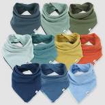 Honest Baby Organic Cotton 10pk Rainbow Gems Reversible Bandana Bib Burp Cloth - Blue