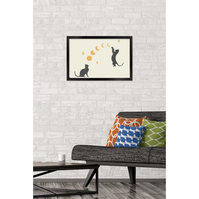 Trends International Episodic Drawing - Cat And Moon 1 Framed Wall Poster Prints, 2 of 7
