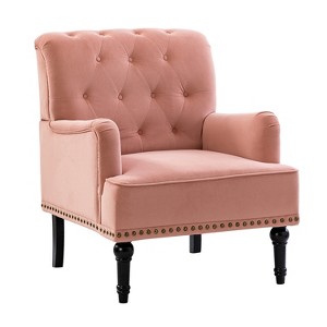 Bonifacio Contemporary Velvet button-tufted back Armchair with Nailhead Trim | Karat Home - 1 of 4