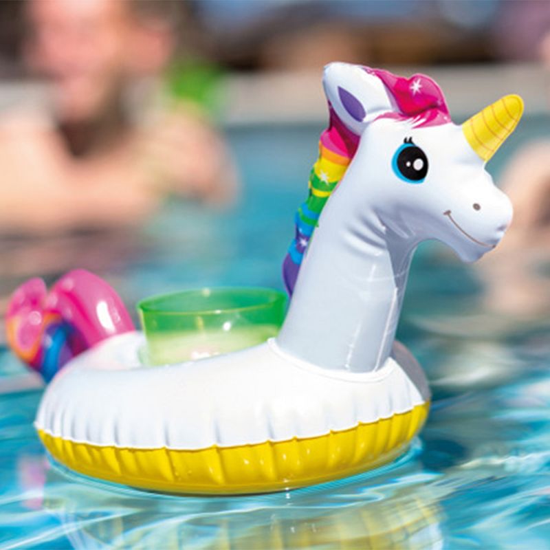 Intex 16 x 8 Inch Vinyl Floating Unicorn Inflatable Drink Beverage Holder Floaties for Ages 3 and Above in Pools, Hot Tubs, Lakes, & Oceans (3 Pack), 4 of 5
