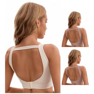 INSPIRE CHIC Women's 3 Pcs Open Back Workout Tank with Built-in Bras Contrast Color Crop Sports Vest - 1 of 4