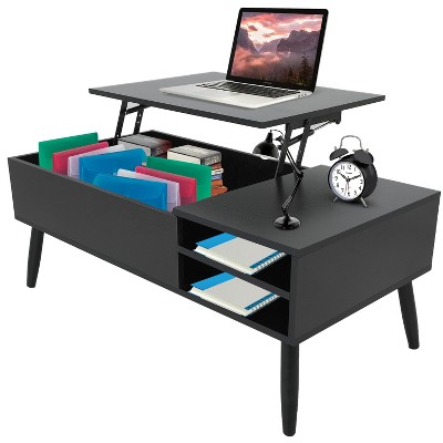 FDW Modern Minimalist Lift-Top Coffee Table with Hidden Storage and Open Shelves Perfect Center Table for Living Rooms and Home Offices