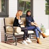 Swing Glider Rocking Chair, Double Patio Bench, 2 Person Loveseat with Steel Frame, Cushions, Pillow Armrests - 2 of 4