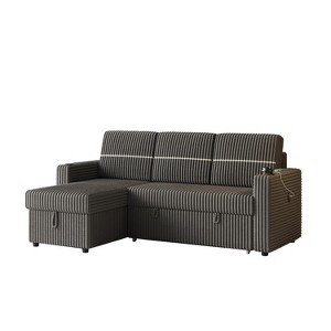 TiramisuBest 85 Inches Corduroy Sofa Bed, Modular Sectional Sofa with Storage, Sideboard Buffet Style Design for Living Room - 1 of 4