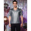 Lars Amadeus Men's Metallic Shiny Nightclub V-Neck Short Sleeve Disco T-Shirt - 2 of 4