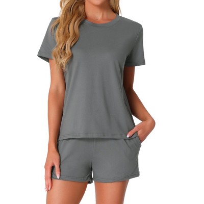 INSPIRE CHIC Womens Pajama Sets 2 Piece Lounge Set Short Sleeve Top and Shorts Soft Pj Set Loungewear Sets Comfy Sleep Sets