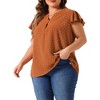 Agnes Orinda Women's Plus Size Summer V-neck Ruffle Short Sleeve Swiss Dot Flowy Blouses - 2 of 4