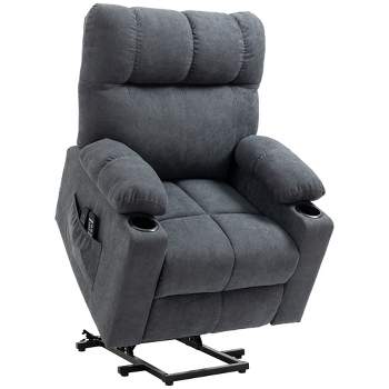 HOMCOM Electric Power Lift Chair Recliners for Elderly, Oversized Living Room Recliner with Remote Control, Cup Holders, and Side Pockets