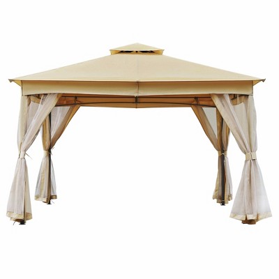 Bigget 10x12 Outdoor Gazebo Tent with Double Roof, Patio Gazebo with Mosquito Netting, Patio Canopy for Backyard, Garden, Lawn and Deck