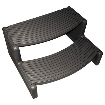 Confer Plastics Handi-Step 2 Step Hot Tub Stairs for Straight & Curved Spas, Outdoor/Indoor Step Stool for Garage, Home & Camping, Charcoal Grey